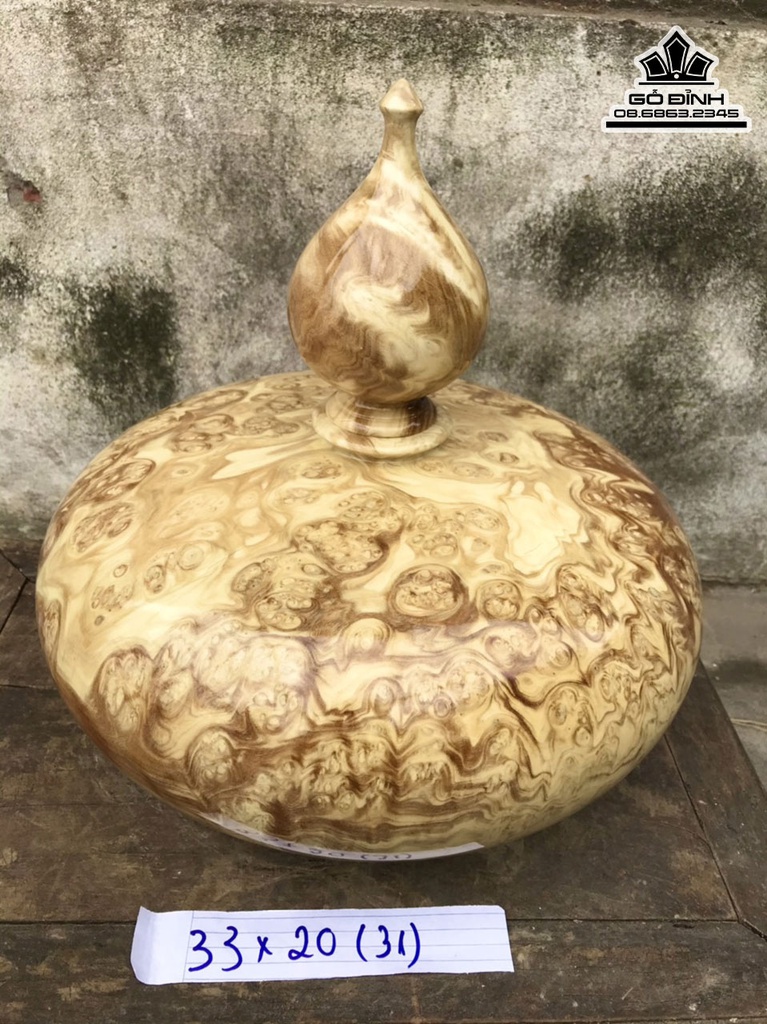 Bình Chum Phú Quý Gỗ Nu Nghiến Cao 33 Đường Kính 20 (cm) 2