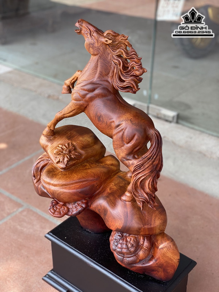 Tượng Ngựa (Nhất Mã) Gỗ Hương Cao Cả Kỷ 80 Ngang 50 Sâu 25 (cm) 2