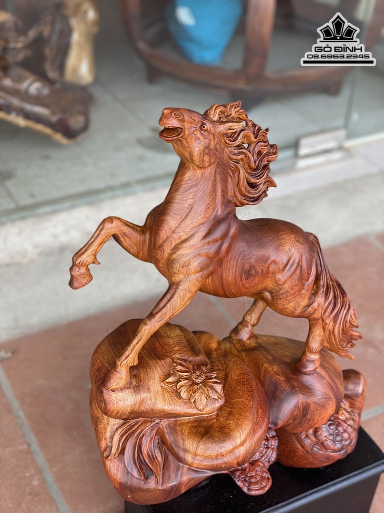 Tượng Ngựa (Nhất Mã) Gỗ Hương Cao Cả Kỷ 80 Ngang 50 Sâu 25 (cm) 3