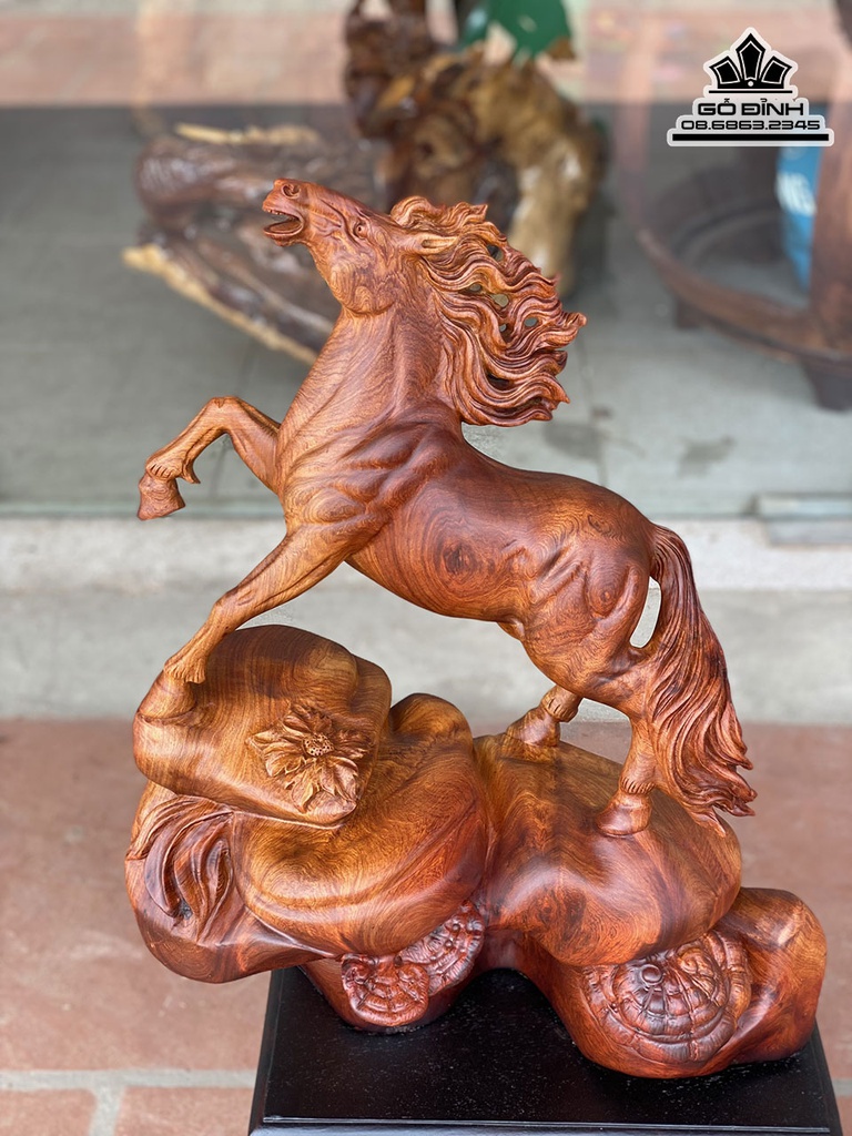 Tượng Ngựa (Nhất Mã) Gỗ Hương Cao Cả Kỷ 80 Ngang 50 Sâu 25 (cm) 4