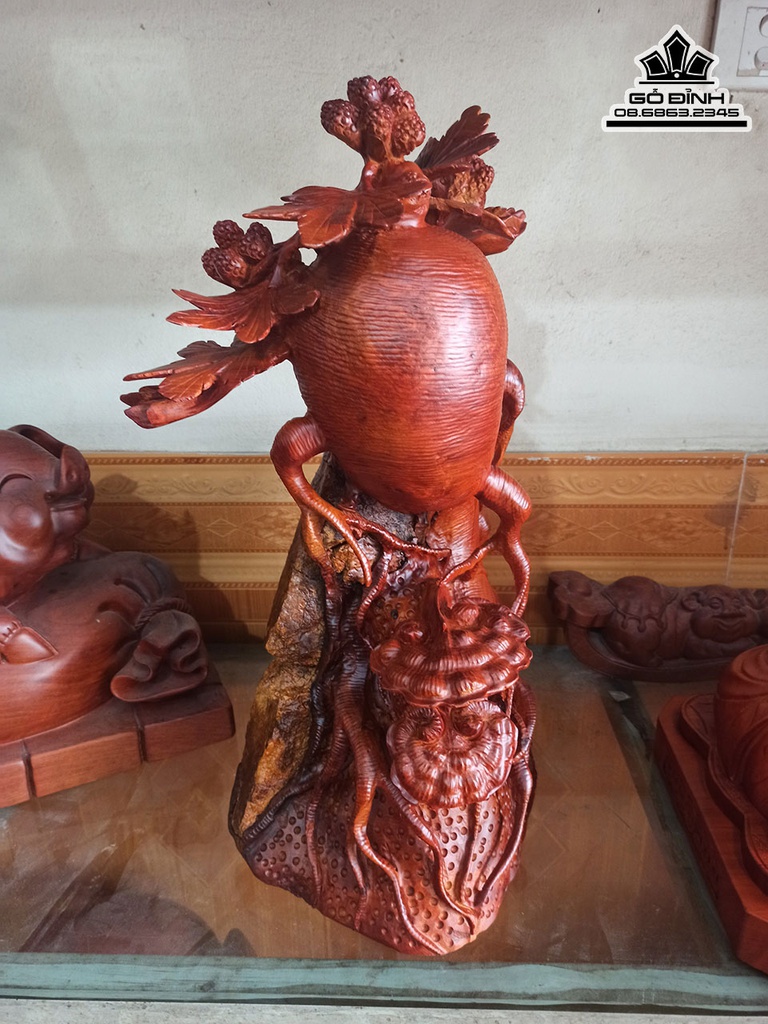 Tượng Nhân Sâm Phong Thủy Gỗ Hương Cao 52 Ngang 25 Sâu 17 (cm) 1