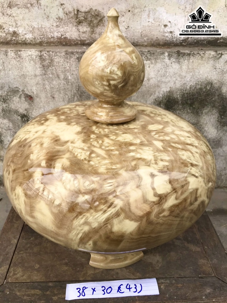 Bình Chum Phú Quý Gỗ Nu Nghiến Cao 38 Đường Kính 30 (cm) 2