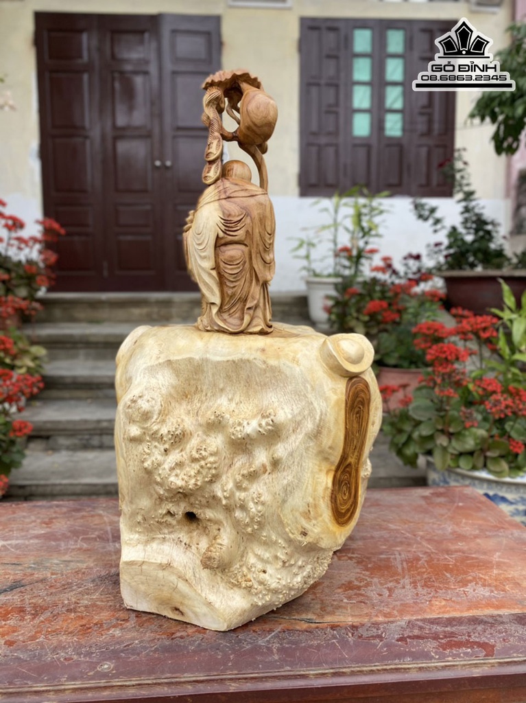 Tượng Phật Di Lặc Gỗ Nu Hương Cao 62 Ngang 35 Sâu 28 (cm) 2