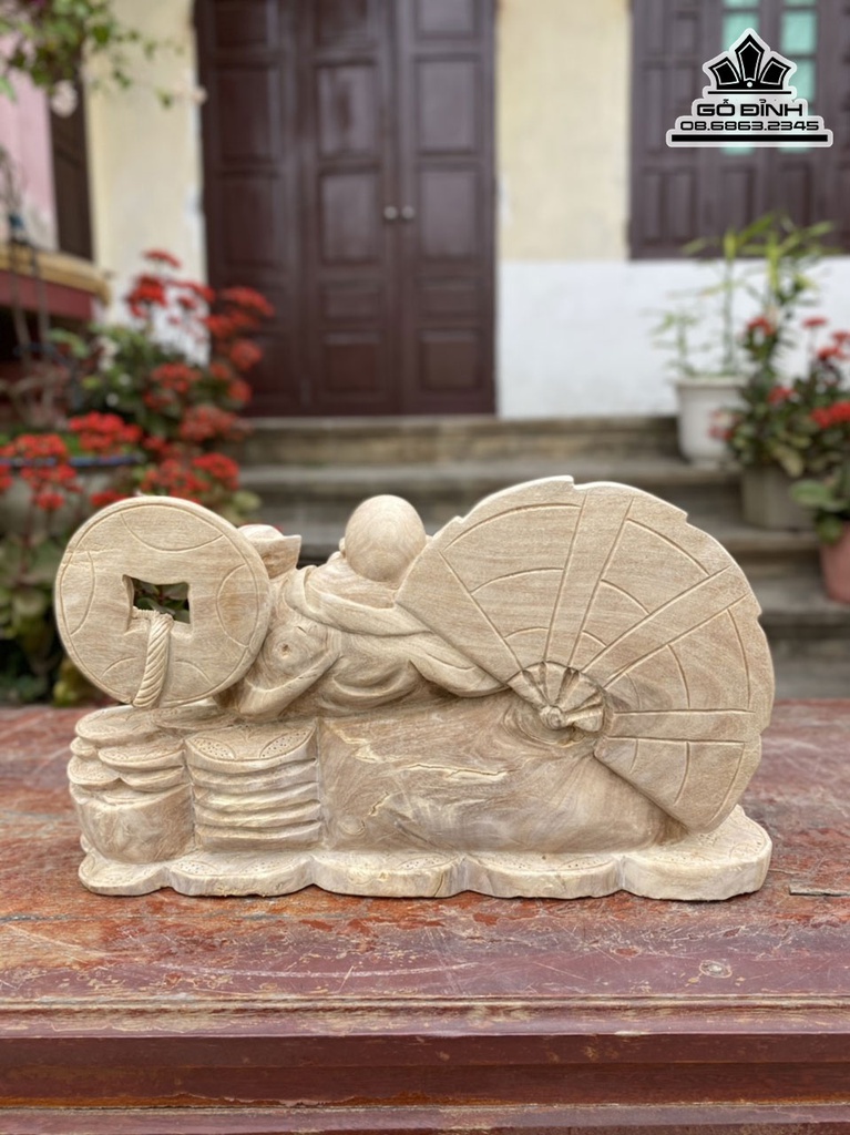 Tượng Phật Di Lặc Gỗ Nu Nghiến Cao 23 Ngang 41 Sâu 24 (cm) 1