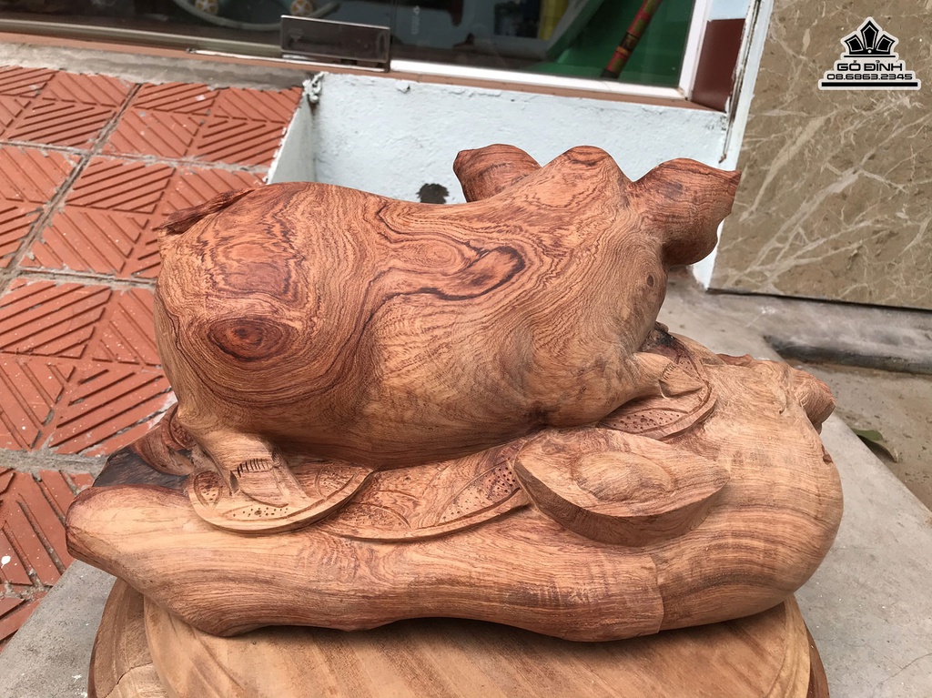Tượng Heo Gỗ Hương Cao 20 Ngang 41 Sâu 23 (cm) 0