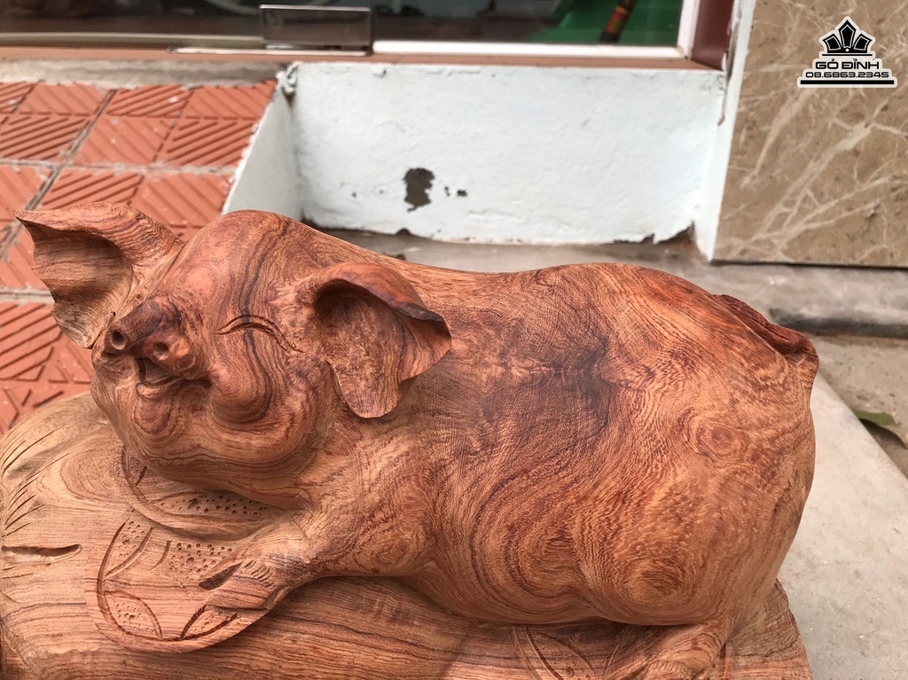 Tượng Heo Gỗ Hương Cao 20 Ngang 41 Sâu 23 (cm) 2