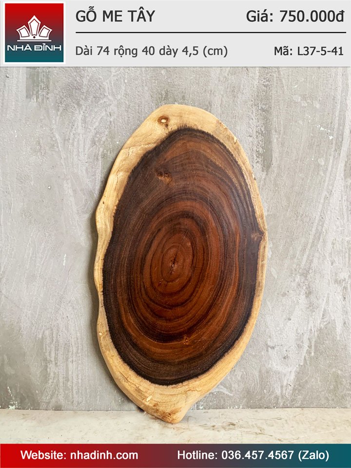 Mặt Bàn Gỗ Me Tây Nguyên Khối Dài 74 Rộng 40 Dày 4.5 (cm) 0