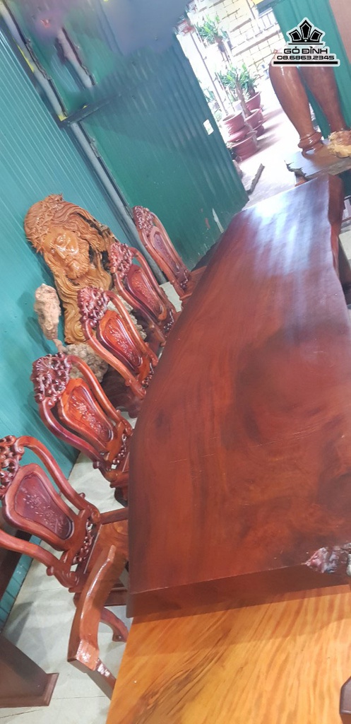 Bộ Bàn Ghế Gỗ Sao Dài 3100 Rộng 80 Dày 13.5 (cm) 2