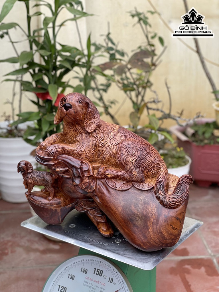 Tượng Chó Gỗ Hương Cao 40 Ngang 48 Sâu 26 (cm) 0