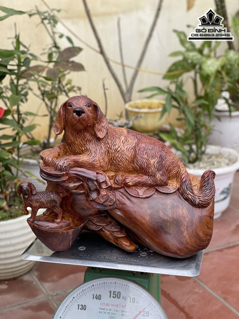 Tượng Chó Gỗ Hương Cao 40 Ngang 48 Sâu 26 (cm) 1