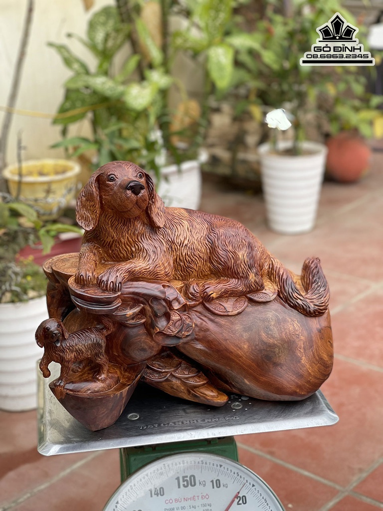 Tượng Chó Gỗ Hương Cao 40 Ngang 48 Sâu 26 (cm) 2