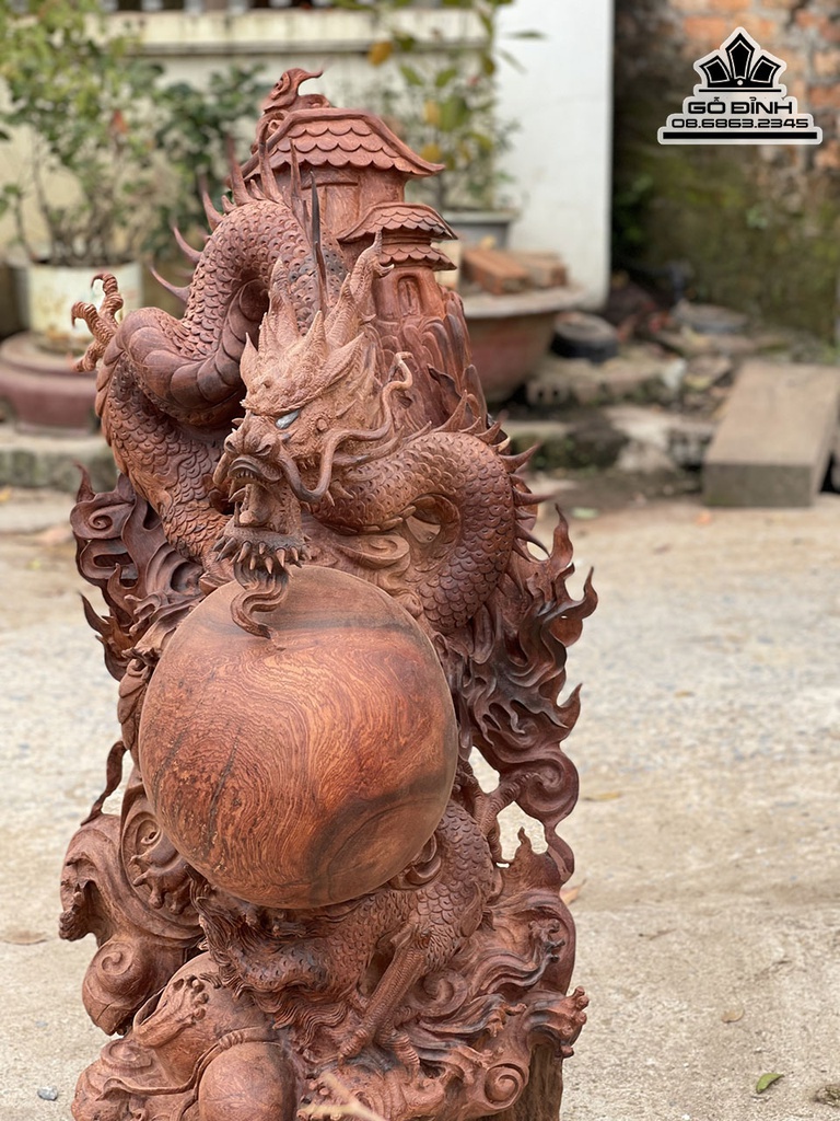 Tượng Rồng (Nhất Long) Gỗ Sụn Hương Cao 105 Ngang 56 Sâu 50 (cm) 3