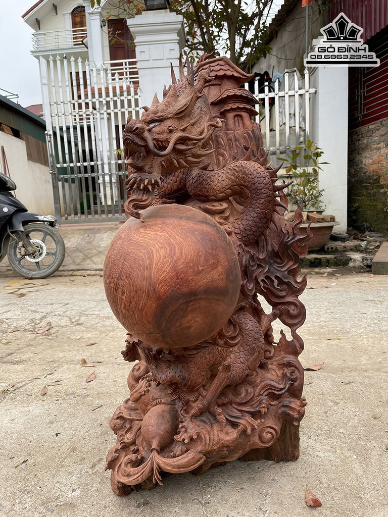 Tượng Rồng (Nhất Long) Gỗ Sụn Hương Cao 105 Ngang 56 Sâu 50 (cm) 4