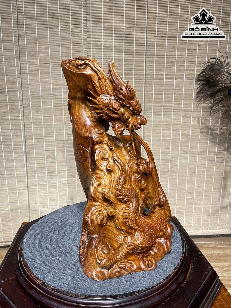 Tượng Rồng (Nhất Long) Gỗ Cẩm Cao 42 Ngang 38 Sâu 25 (cm) 0