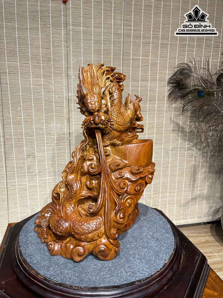 Tượng Rồng (Nhất Long) Gỗ Cẩm Cao 42 Ngang 38 Sâu 25 (cm) 3