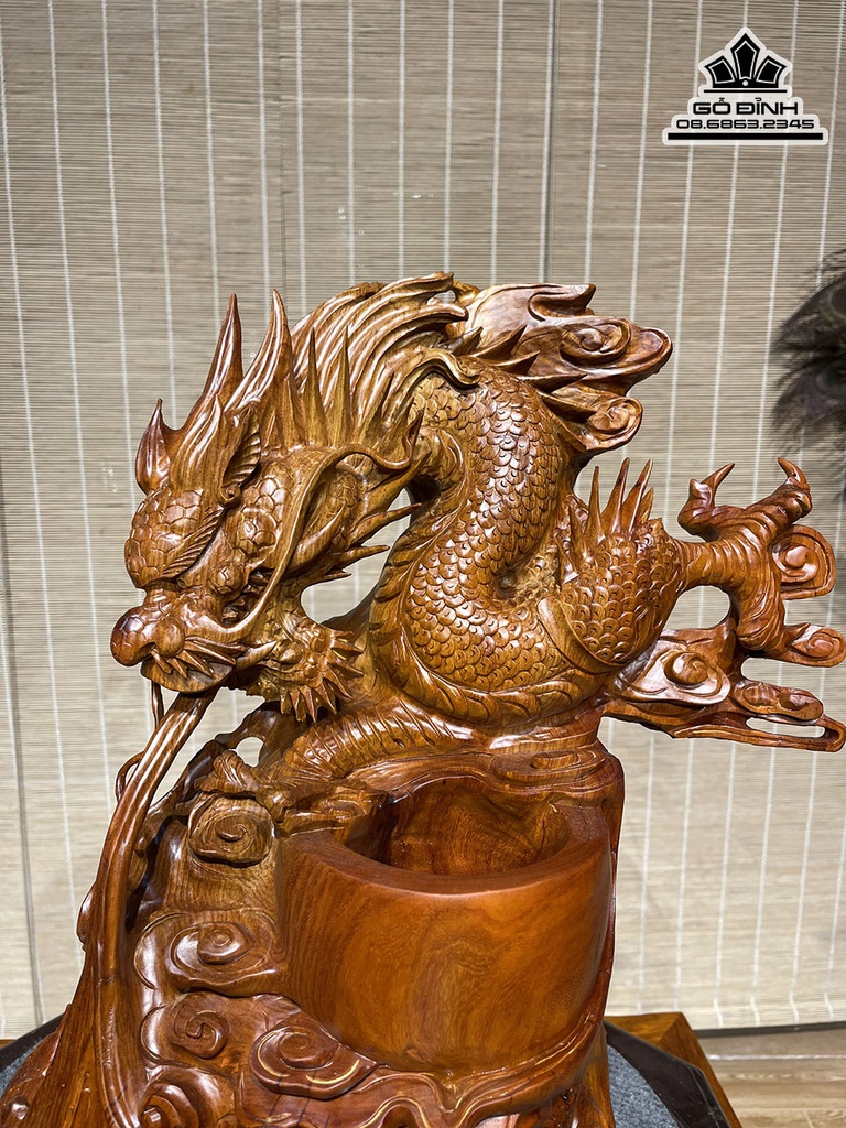 Tượng Rồng (Nhất Long) Gỗ Cẩm Cao 42 Ngang 38 Sâu 25 (cm) 4