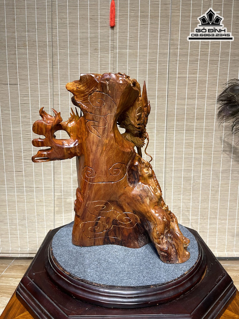 Tượng Rồng (Nhất Long) Gỗ Cẩm Cao 42 Ngang 38 Sâu 25 (cm) 5