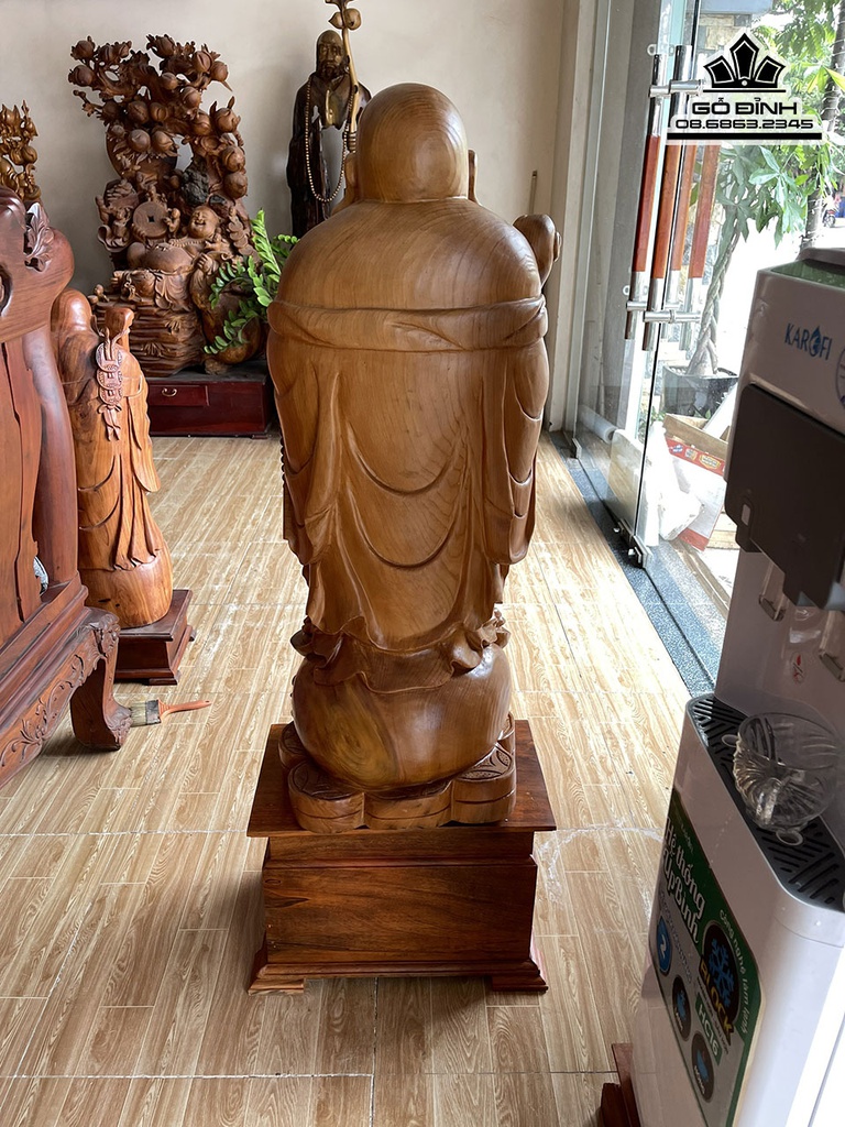 Tượng Phật Di Lặc Chúc Phúc Gỗ Ngọc Am Cao 96 Ngang 37 Sâu 30 (cm) 3