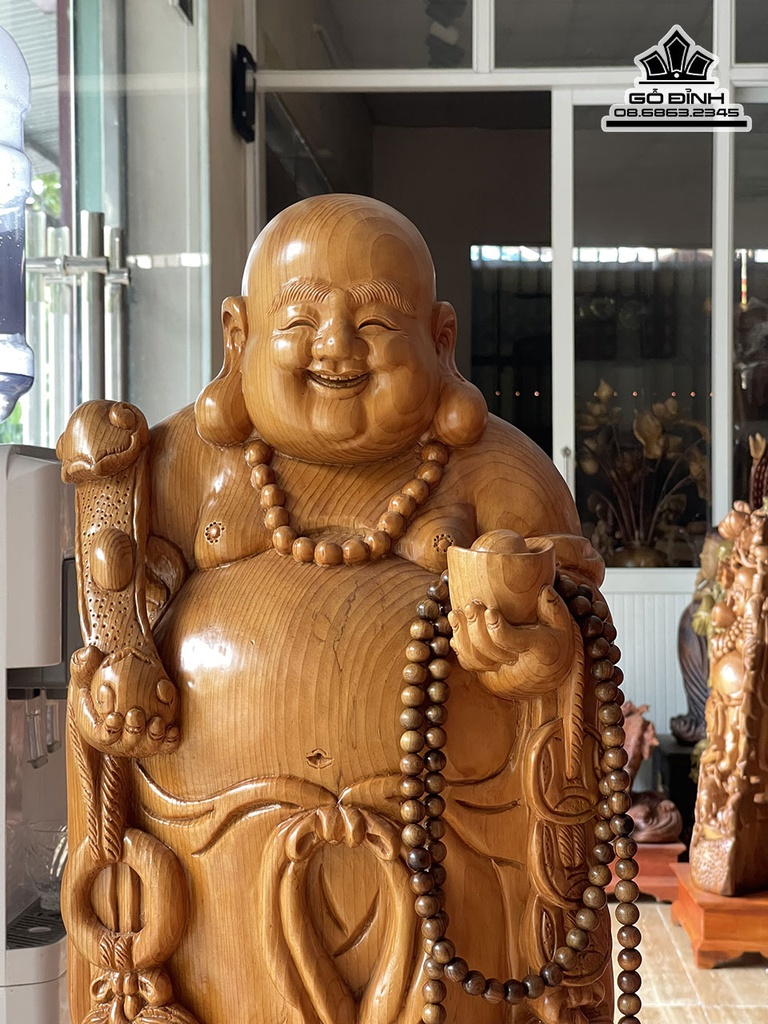 Tượng Phật Di Lặc Chúc Phúc Gỗ Ngọc Am Cao 96 Ngang 37 Sâu 30 (cm) 4