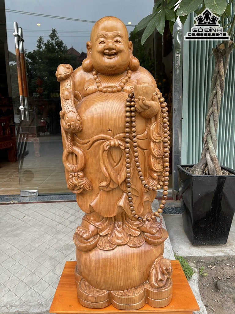 Tượng Phật Di Lặc Chúc Phúc Gỗ Ngọc Am Cao 96 Ngang 37 Sâu 30 (cm) 6