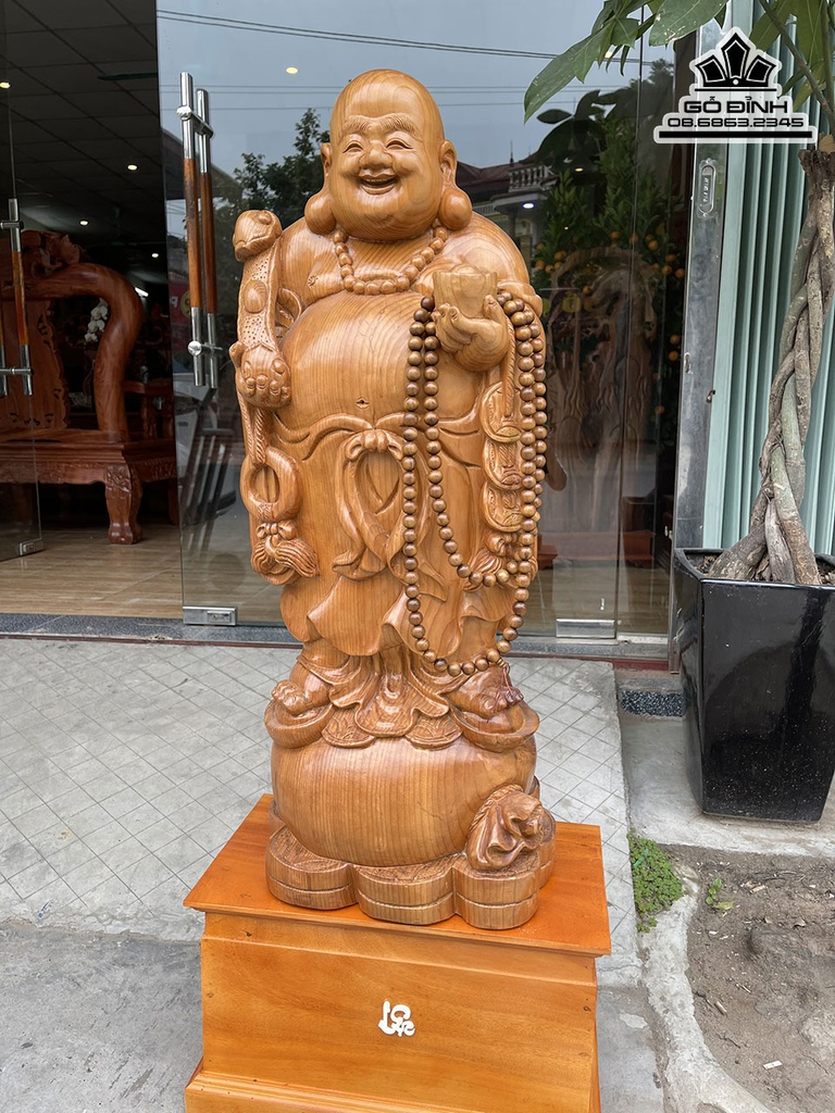 Tượng Phật Di Lặc Chúc Phúc Gỗ Ngọc Am Cao 96 Ngang 37 Sâu 30 (cm)9