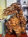 Tượng Phật Di Lặc Tam Phúc Ngồi Gốc Tùng Gỗ Hương Cao Cả Kỷ 118 Ngang 70 Sâu 48 (cm) 1