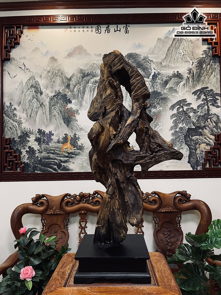 Tượng Đạt Ma Sư Tổ Gỗ Bách Xanh Cao 83 Ngang 40 Sâu 13 (cm) 1