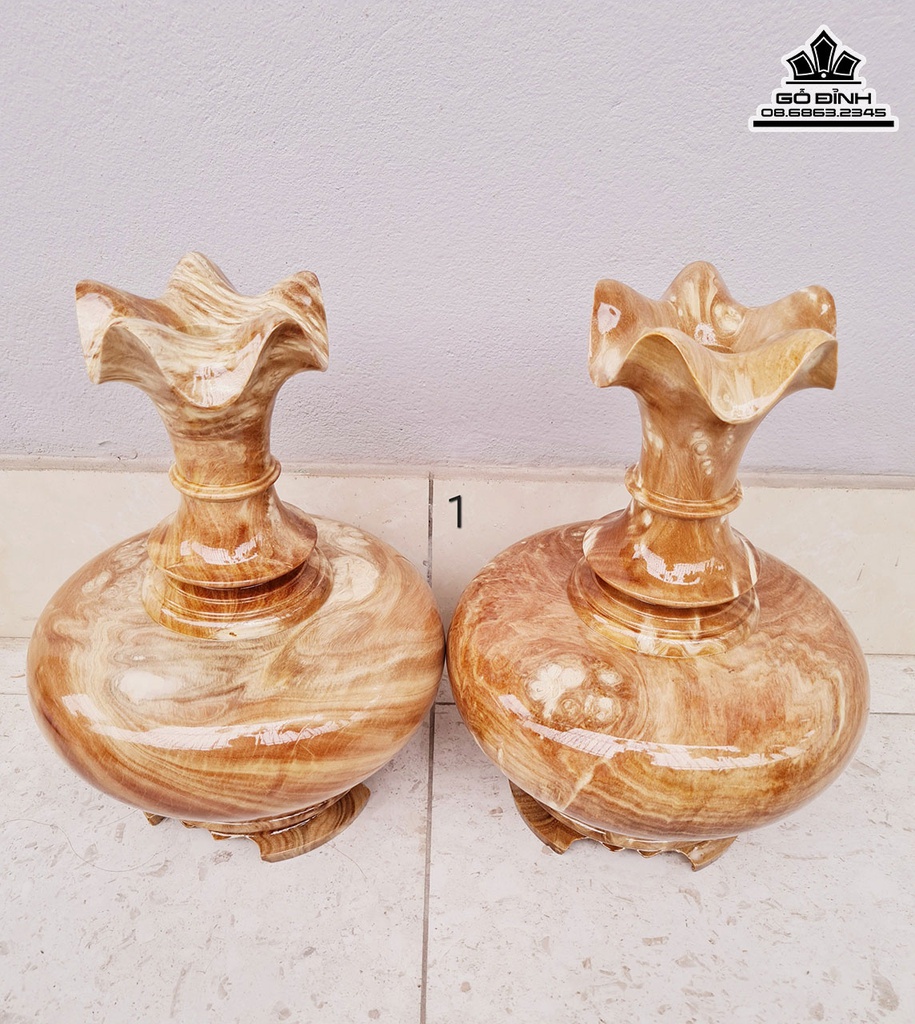 Bình Củ Tỏi Gỗ Nu Nghiến Cao 32 Đường Kính 23 (cm) 0