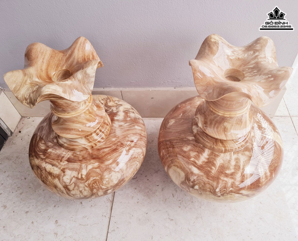 Bình Củ Tỏi Gỗ Nu Nghiến Cao 43 Đường Kính 33 (cm) 0