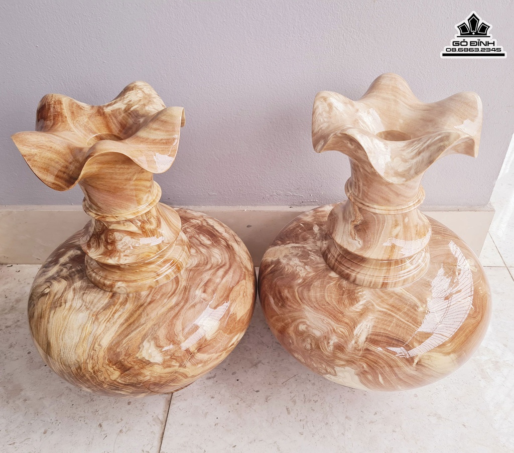 Bình Củ Tỏi Gỗ Nu Nghiến Cao 43 Đường Kính 33 (cm) 1