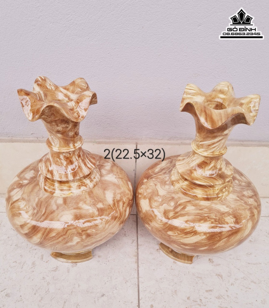 Bình Củ Tỏi Gỗ Nu Ngiến Cao 32 Đường Kính 22.5 (cm) 0