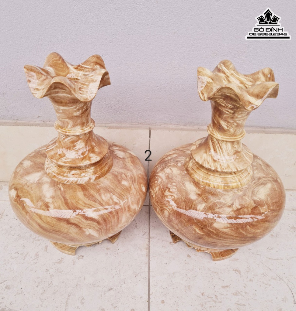 Bình Củ Tỏi Gỗ Nu Ngiến Cao 32 Đường Kính 22.5 (cm) 1