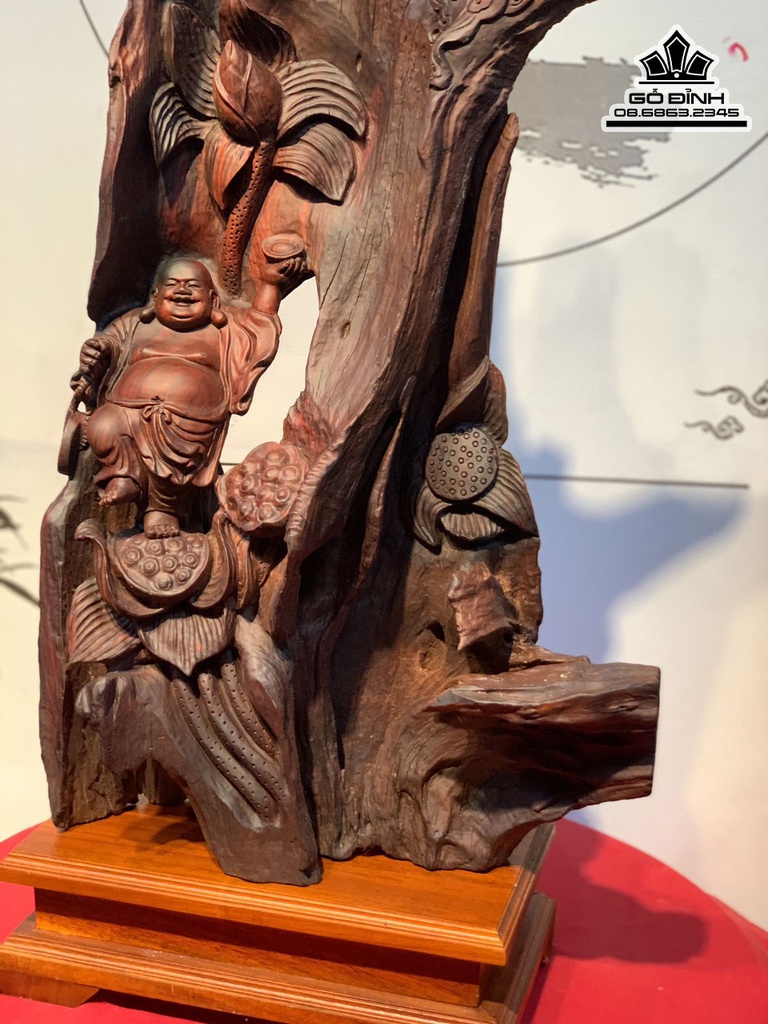 Tượng Phật Di Lặc Gỗ Trắc Cao 68 Ngang 37 sâu 15 (cm) 3