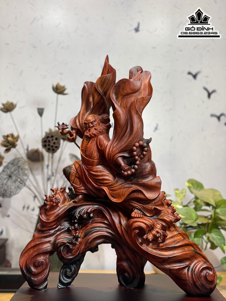 Tương Đạt Ma Sư Tổ Gỗ Trắc Cao 61 Ngang 50 Sâu 23(cm) 3