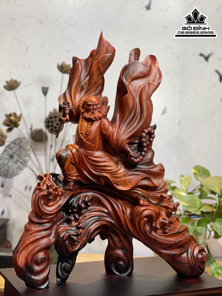 Tương Đạt Ma Sư Tổ Gỗ Trắc Cao 61 Ngang 50 Sâu 23(cm) 4