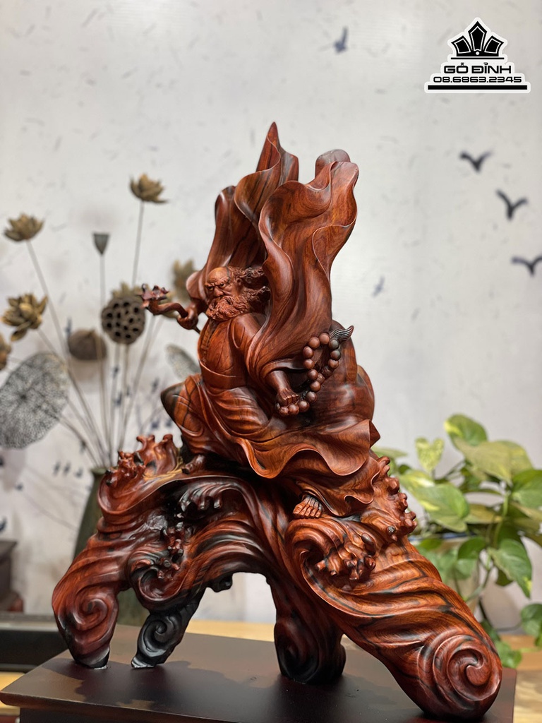 Tương Đạt Ma Sư Tổ Gỗ Trắc Cao 61 Ngang 50 Sâu 23(cm) 8