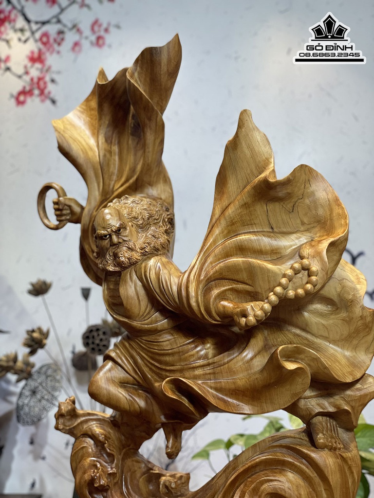 Tượng Đạt Ma Sư Tổ Gỗ Ngọc Am Cao 100 Ngang 60 Sâu 35 (cm) 0