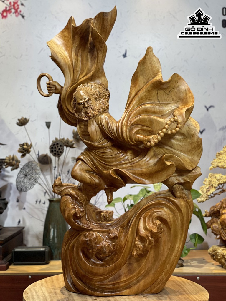 Tượng Đạt Ma Sư Tổ Gỗ Ngọc Am Cao 100 Ngang 60 Sâu 35 (cm) 5