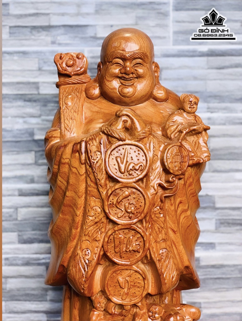 Tượng Phật Di Lặc Gỗ Hương Đá Cao 60 Ngang 20 Sâu 17 (cm) 0