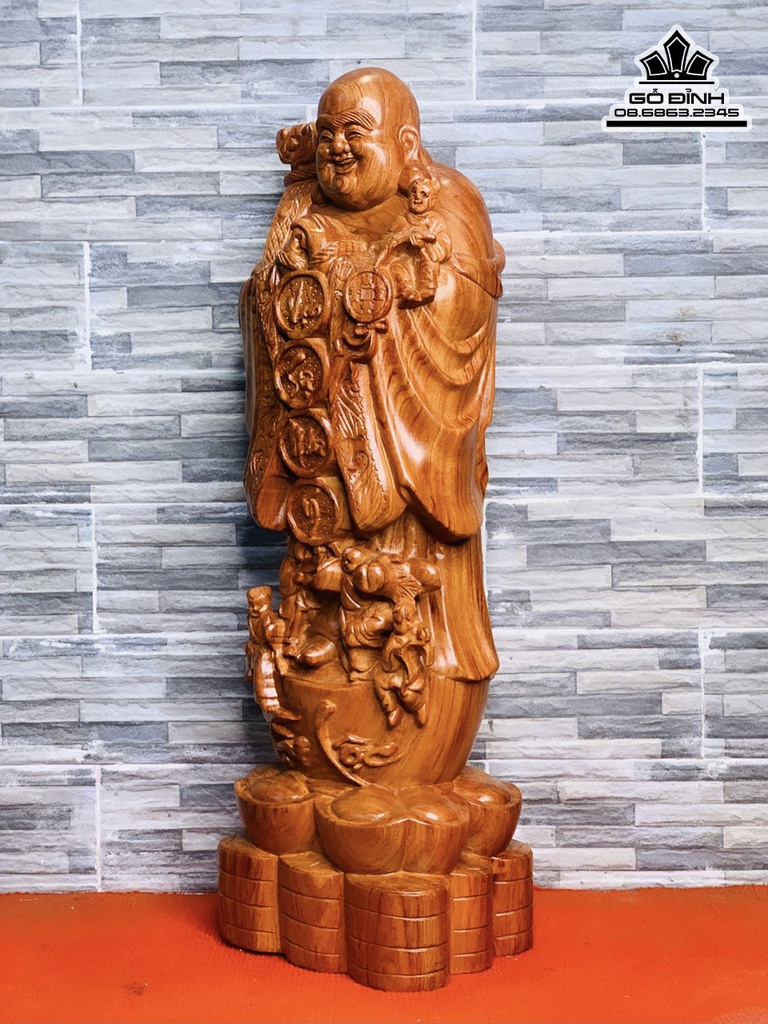 Tượng Phật Di Lặc Gỗ Hương Đá Cao 60 Ngang 20 Sâu 17 (cm) 1
