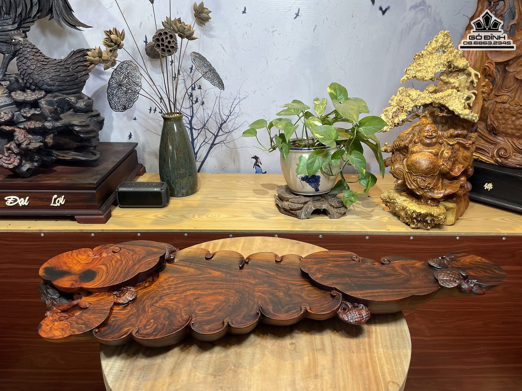 Khay Trà Gỗ Trắc Cao 9 Dài 105 Rộng 39 (cm) 6