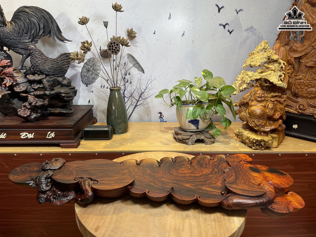 Khay Trà Gỗ Trắc Cao 9 Dài 105 Rộng 39 (cm)7