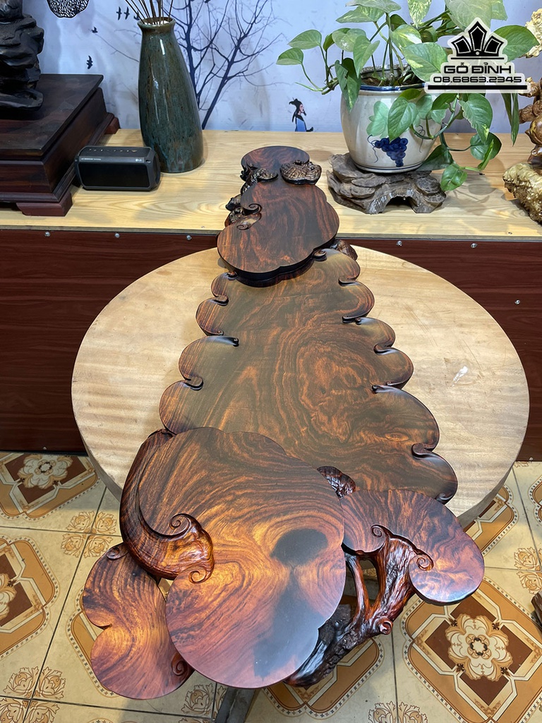 Khay Trà Gỗ Trắc Cao 9 Dài 105 Rộng 39 (cm)