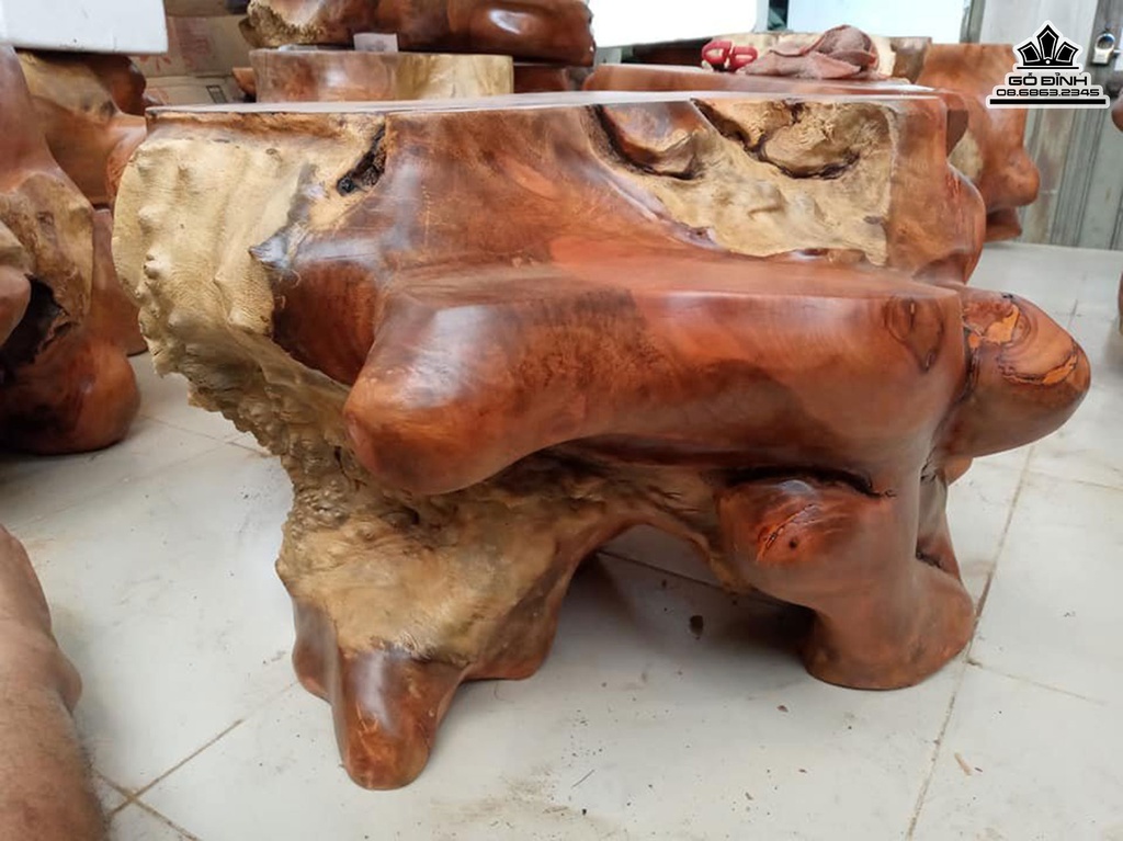 Đôn Gỗ Nguyên Khối Gỗ Nu Xá Xị  Cao 39 Ngang 75 Sâu 60 Mặt 62-43 (cm)DX192 3