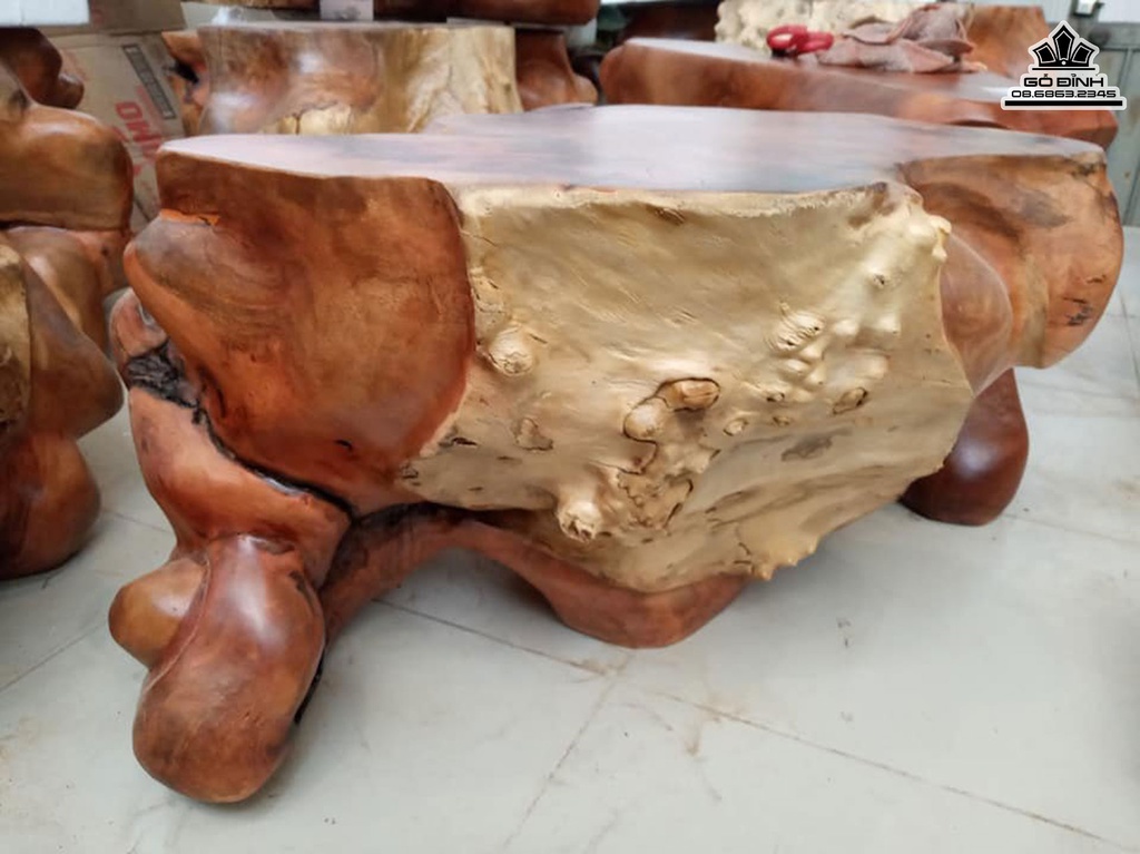 Đôn Gỗ Nguyên Khối Gỗ Nu Xá Xị  Cao 39 Ngang 75 Sâu 60 Mặt 62-43 (cm)DX192 4