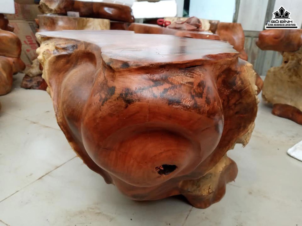 Đôn Gỗ Nguyên Khối Gỗ Nu Xá Xị  Cao 39 Ngang 75 Sâu 60 Mặt 62-43 (cm)DX192 6