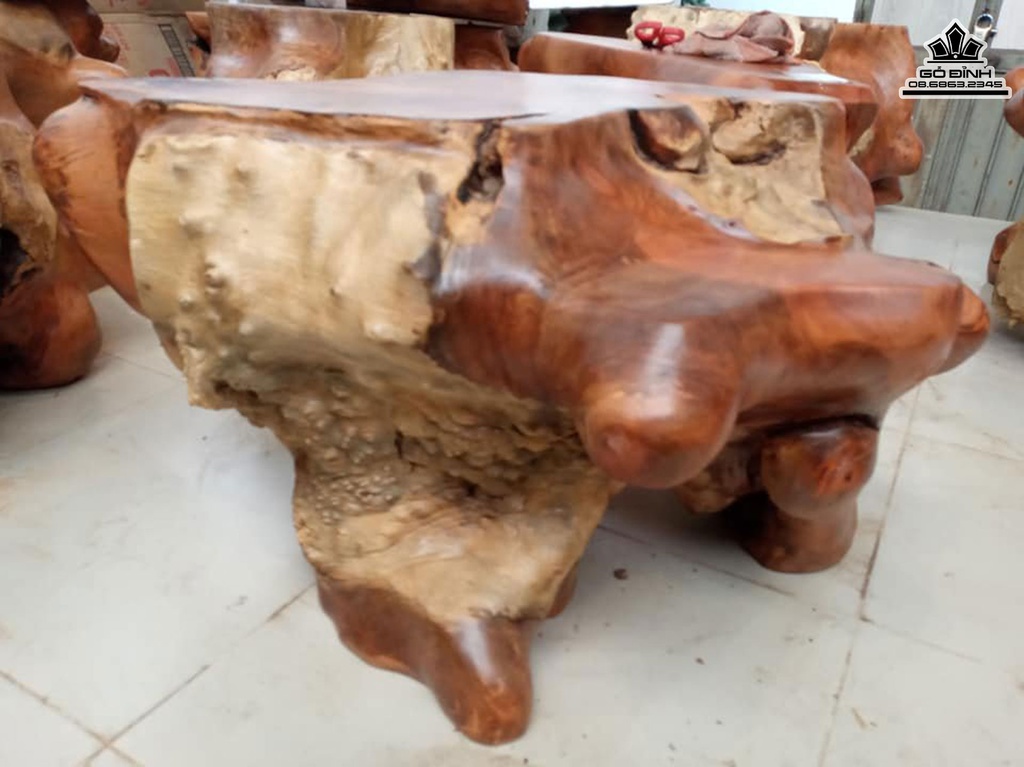 Đôn Gỗ Nguyên Khối Gỗ Nu Xá Xị  Cao 39 Ngang 75 Sâu 60 Mặt 62-43 (cm)DX192 7