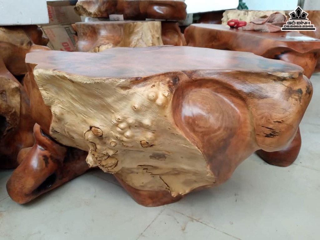 Đôn Gỗ Nguyên Khối Gỗ Nu Xá Xị  Cao 39 Ngang 75 Sâu 60 Mặt 62-43 (cm)DX192 9
