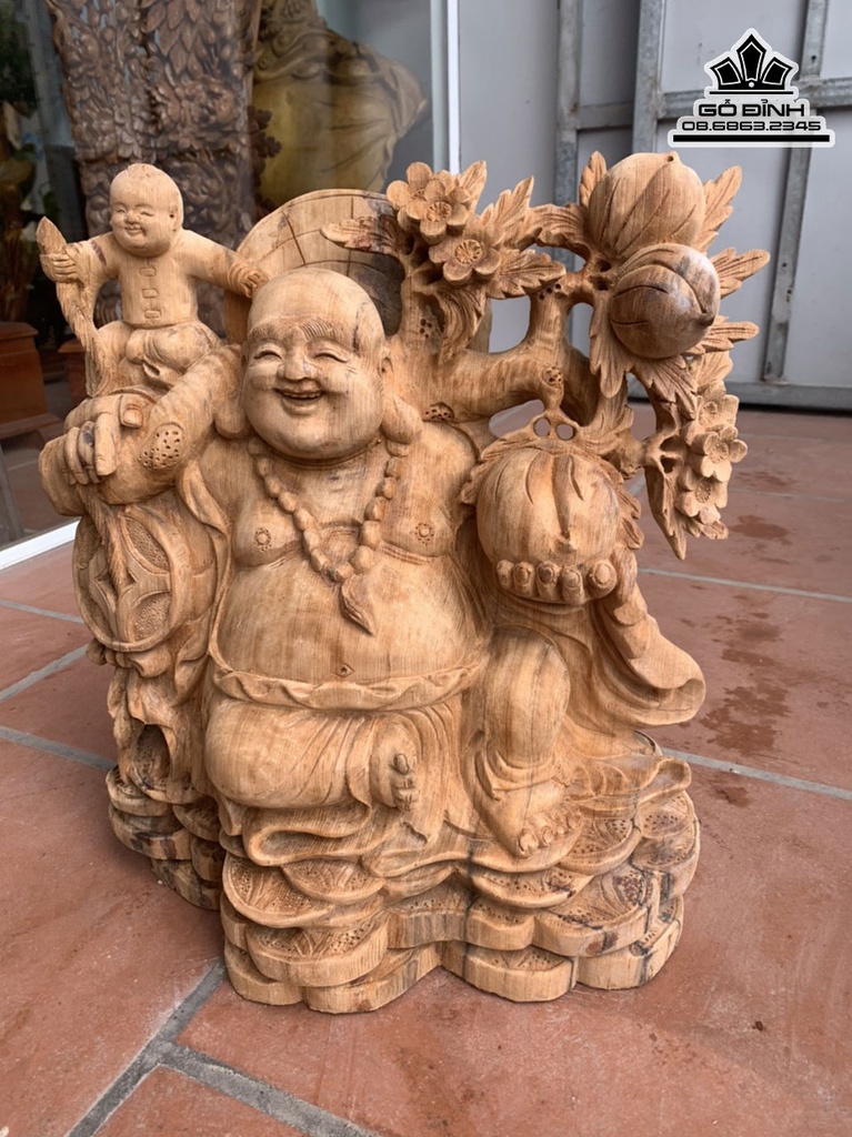 Tượng Phật Di Lặc Gỗ Ngọc Am Cao 46 Ngang 42 Sâu 21 (cm) 2