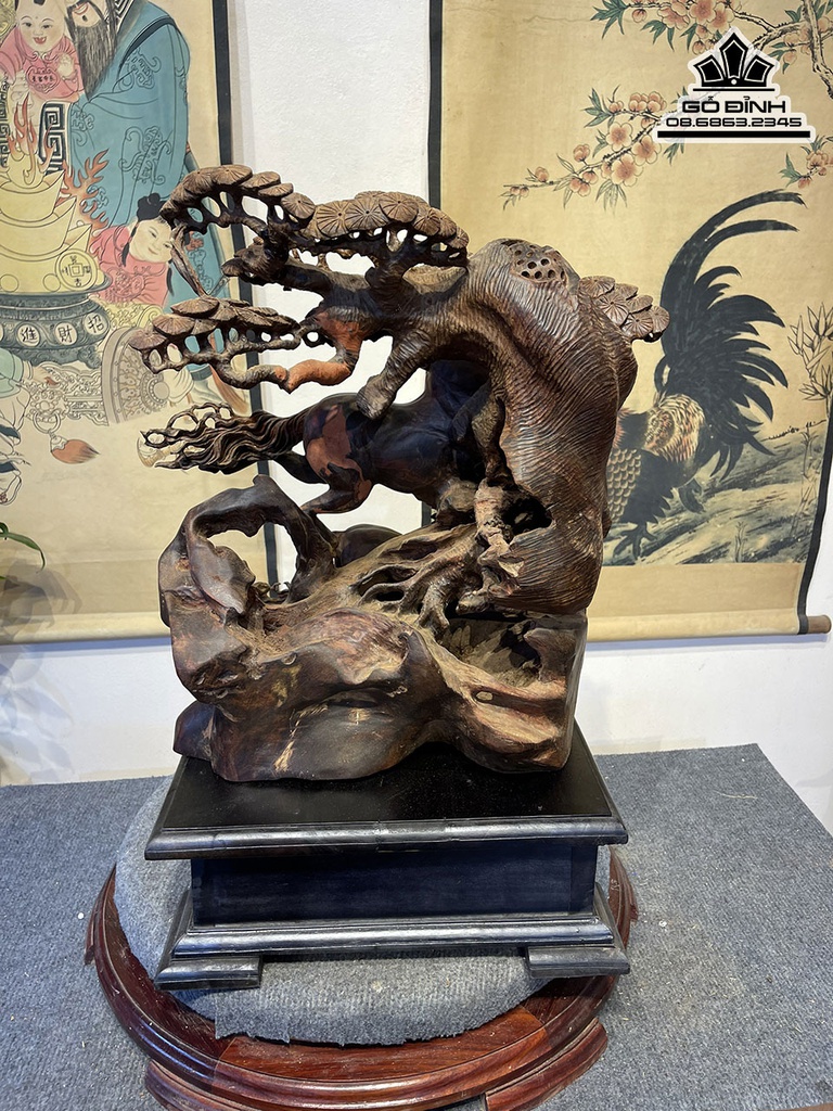 Tượng Ngựa Song Mã Uyên Ương Gỗ Trắc Cao 44 Ngang 40 Sâu 28 (cm) 6